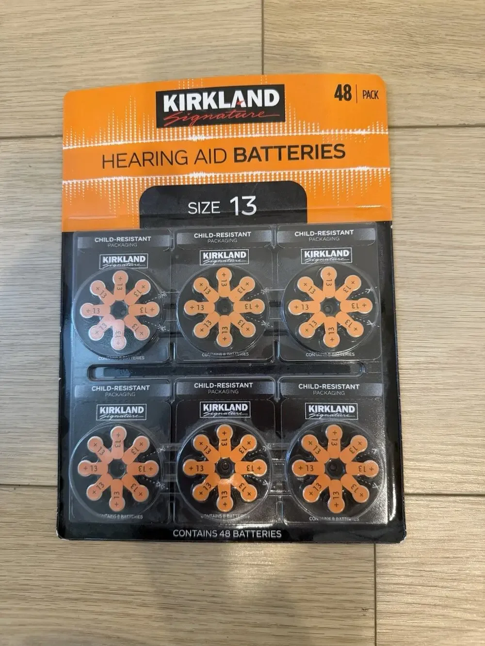Kirkland Signature Hearing Aid Batteries, Zinc Air, Size 13 (48-pack)